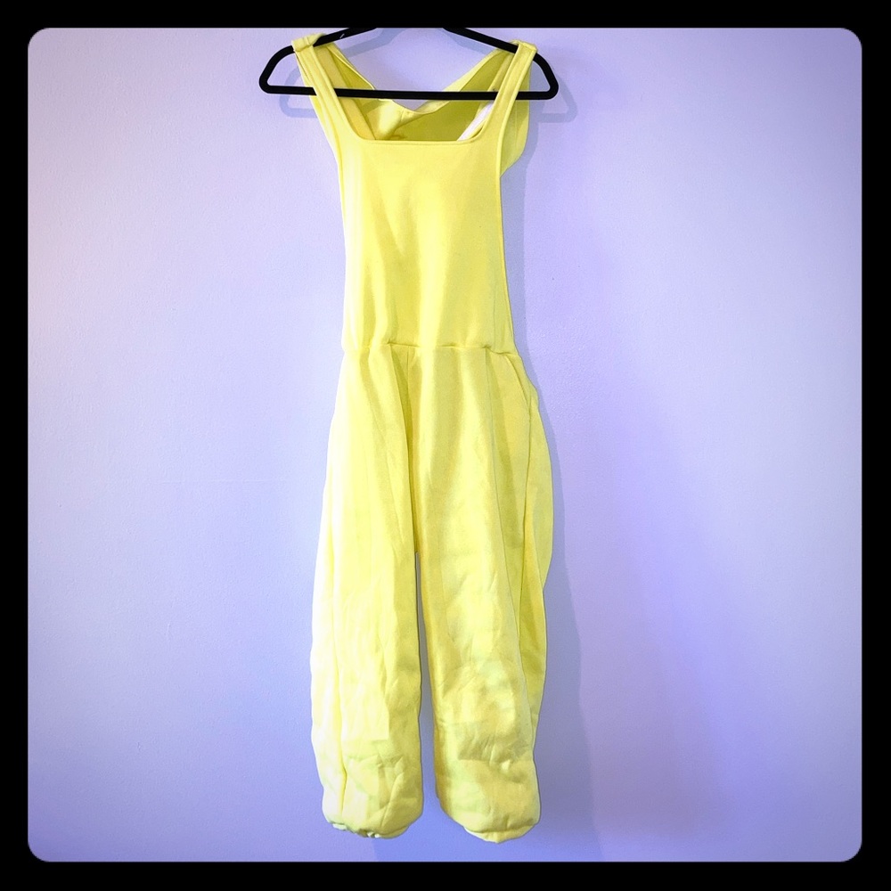 Product- Highlighter yellow jumpsuit with hoodie